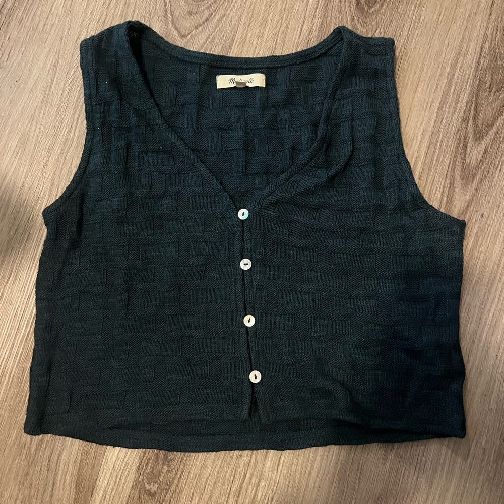SOLD‼️ Madewell Green Basketweave Stitch Sweater Vest